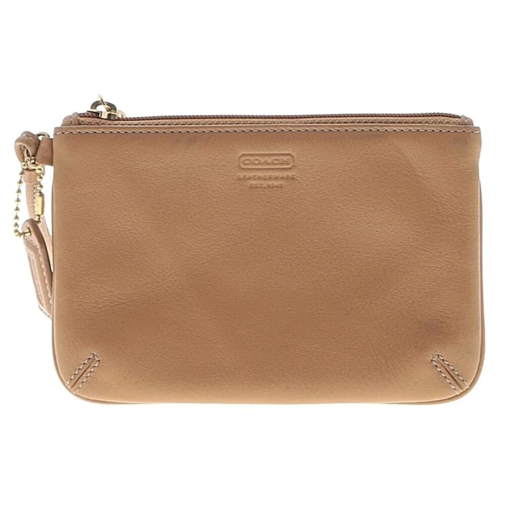 Coach Tan Leather Wristlet w. Tag and Handle 5.5x4x1